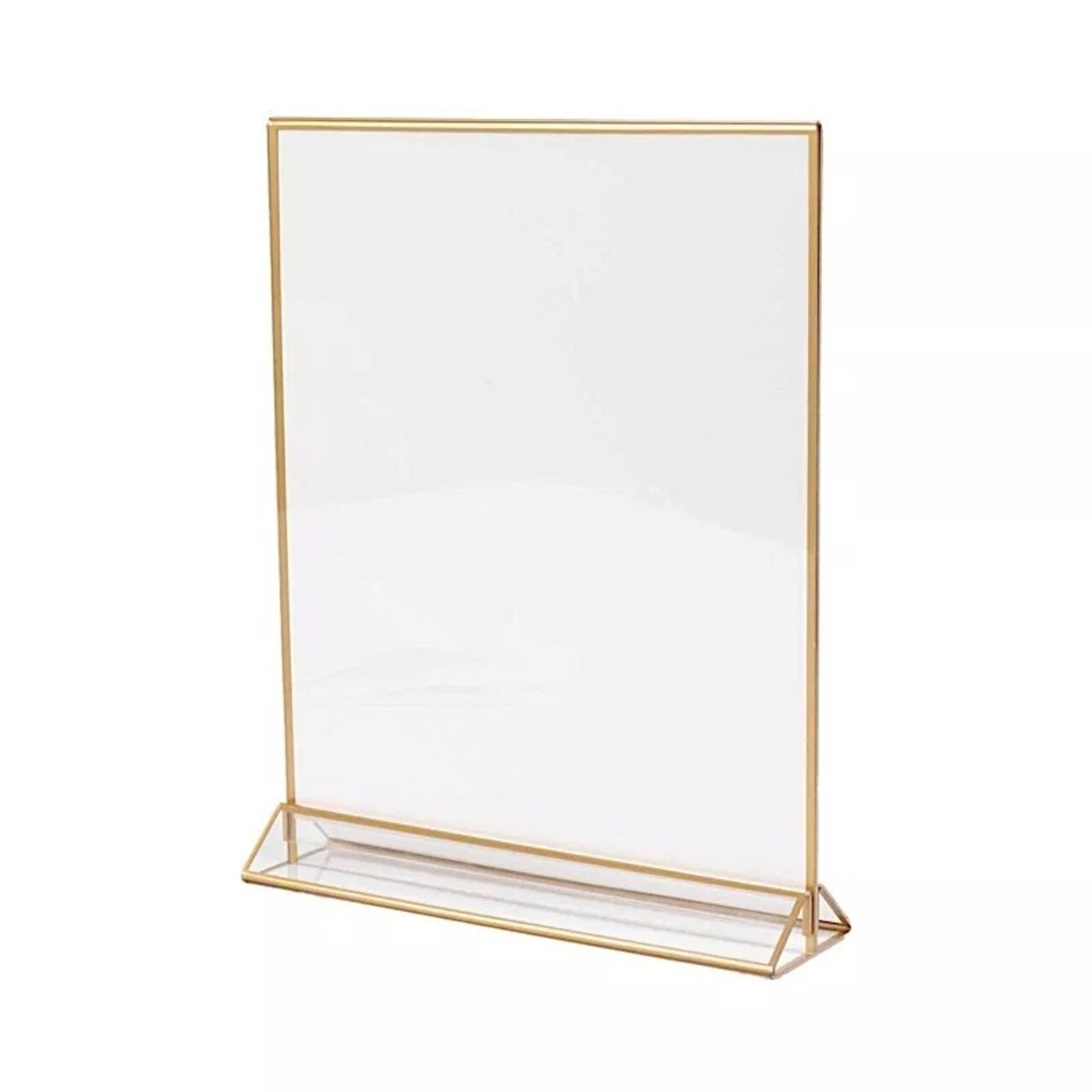 6 Gold and Clear Rectangular Frame Acrylic Freestanding Table Sign Holders Party